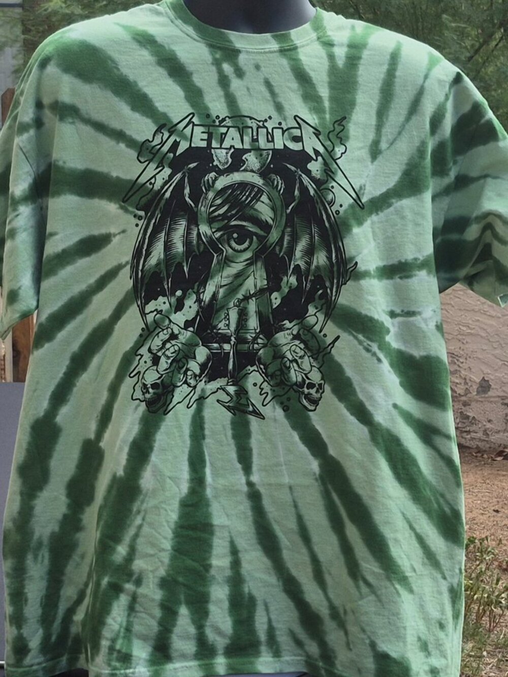Metallica Heavy Metal Bootleg Graphic Tie-Dye T-Shirt Green